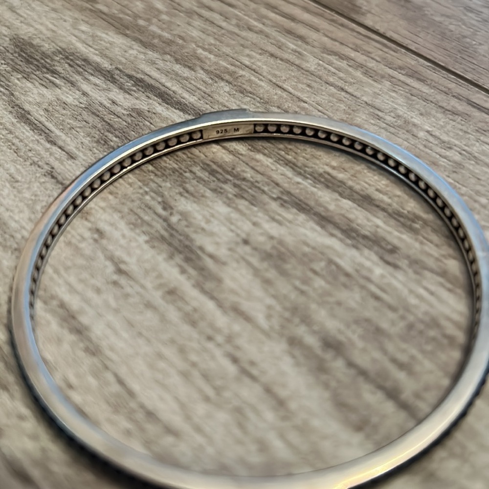 Lagos Dark Blue/Gray Sterling Silver Caviar Icon Beaded Bangle Bracelet - Picture 6 of 9